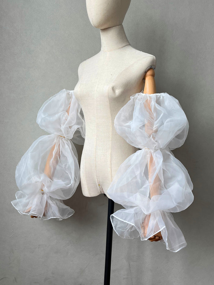 Wedding Sleeves for Dress Organza Puffy 2 Layers