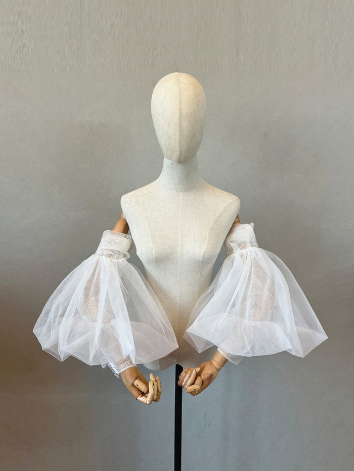 Wedding Sleeves Tulle for Bride Detachable Sequined Puffy