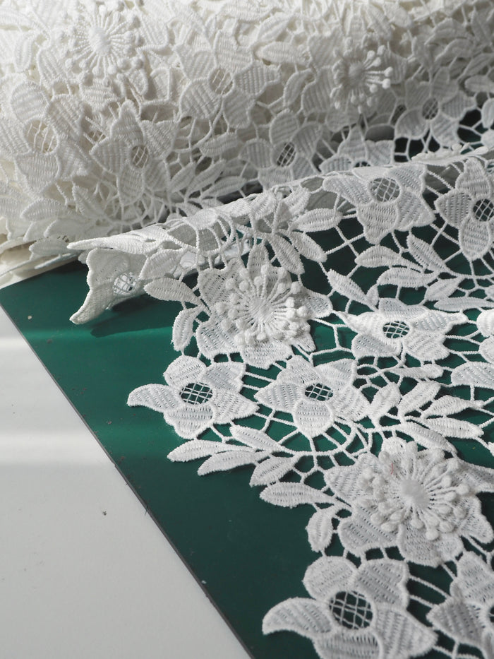 White 3D Guipure Floral Lace