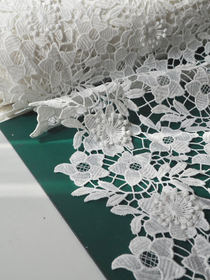 White 3D Guipure Floral Lace