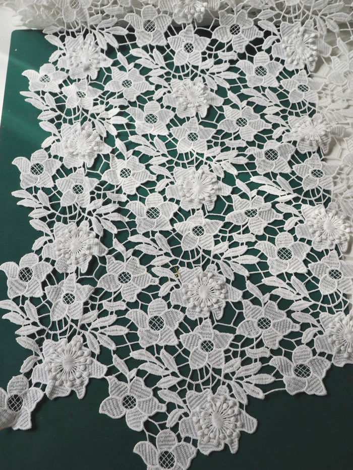 White 3D Guipure Floral Lace