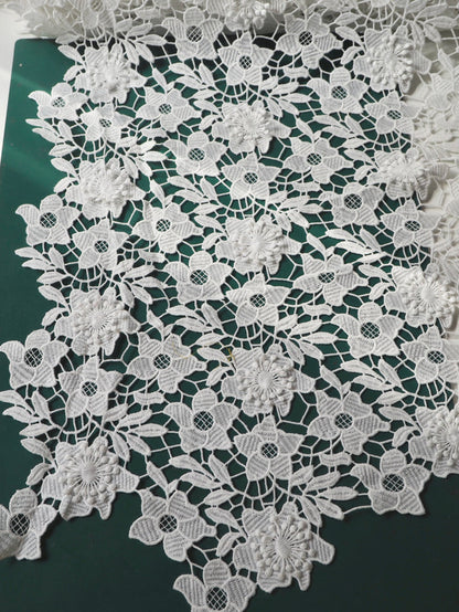 White 3D Guipure Floral Lace