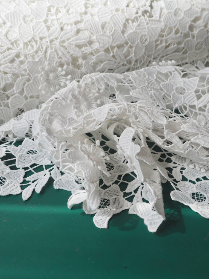 White 3D Guipure Floral Lace