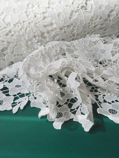 White 3D Guipure Floral Lace