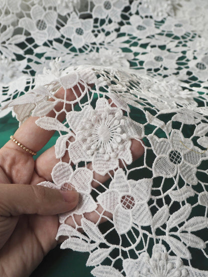 White 3D Guipure Floral Lace