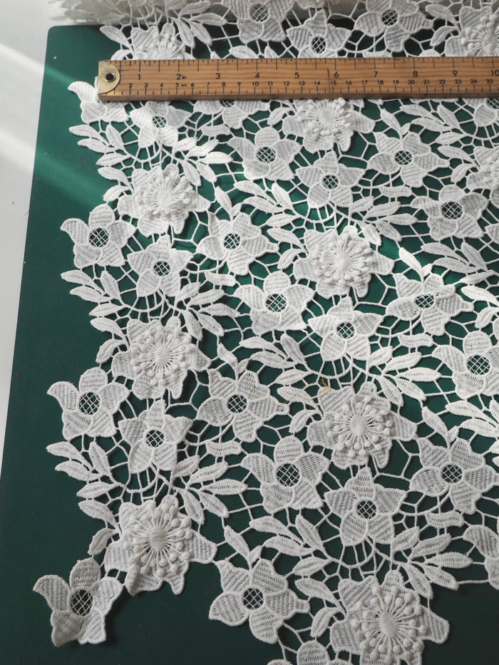 White 3D Guipure Floral Lace