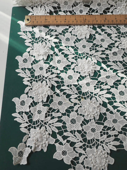 White 3D Guipure Floral Lace