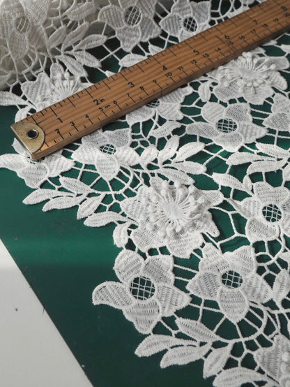 White 3D Guipure Floral Lace