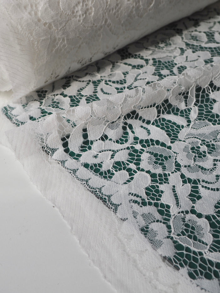 White Corded Floral Scallop Lace
