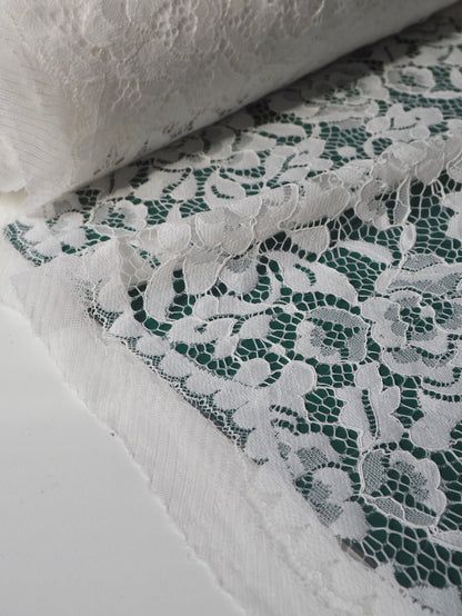 White Corded Floral Scallop Lace