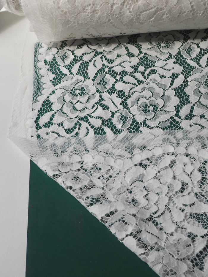 White Corded Floral Scallop Lace