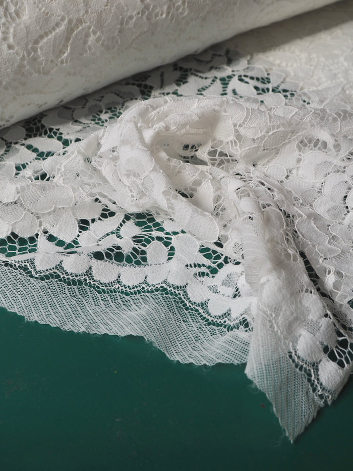 White Corded Floral Scallop Lace