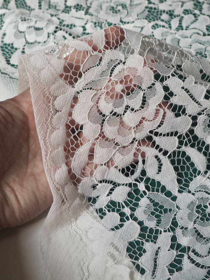 White Corded Floral Scallop Lace