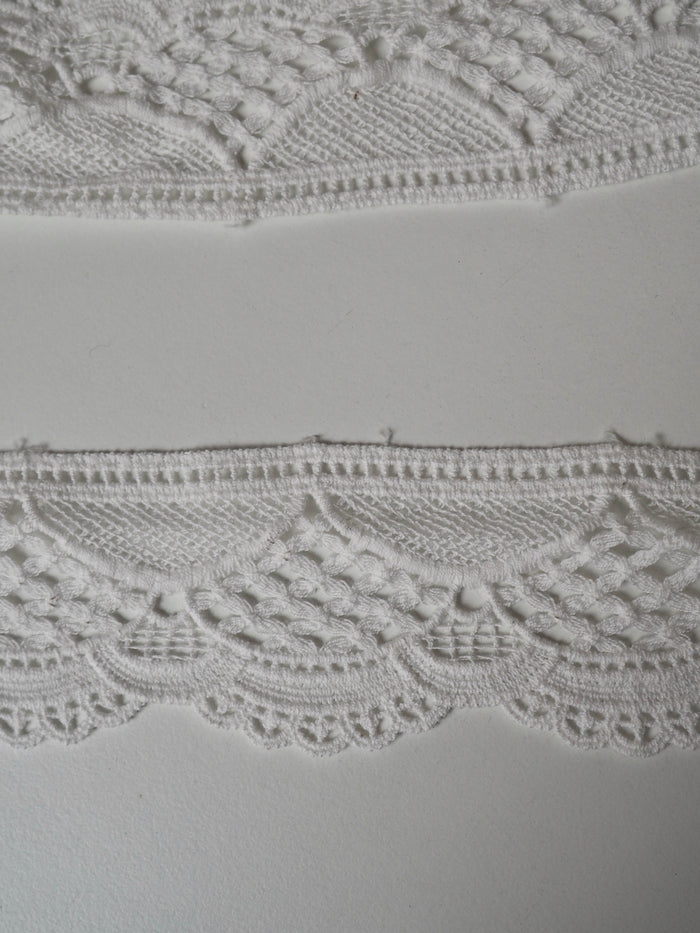 White Cotton Geometric Scallop Lace Trim 50mm
