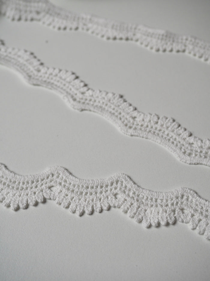 White Cotton Leaf Scallop Lace Trim 20mm