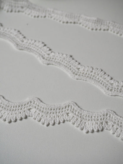 White Cotton Leaf Scallop Lace Trim 20mm