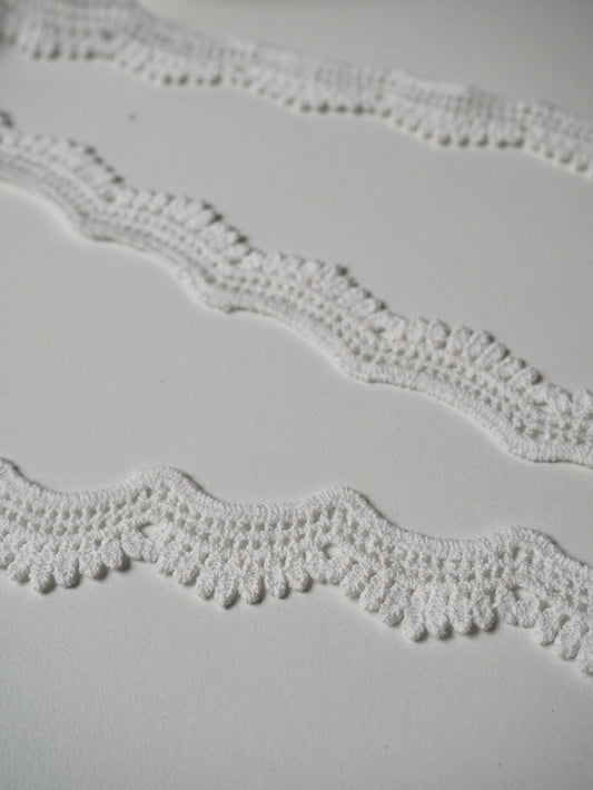 White Cotton Leaf Scallop Lace Trim 20mm