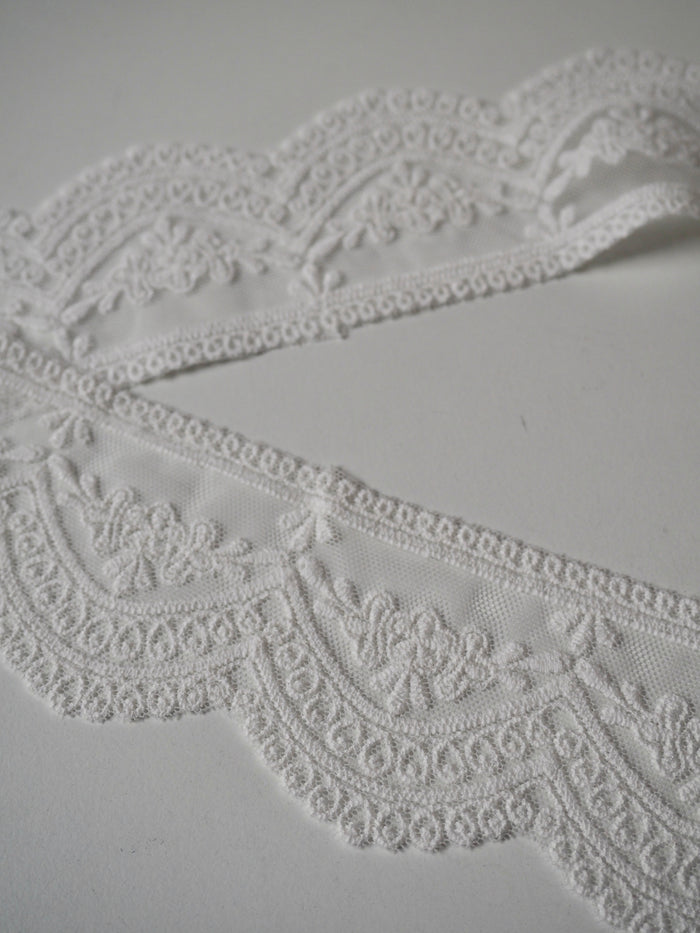 White Cotton Scallop Lace Trim 60mm
