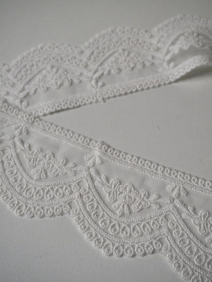 White Cotton Scallop Lace Trim 60mm