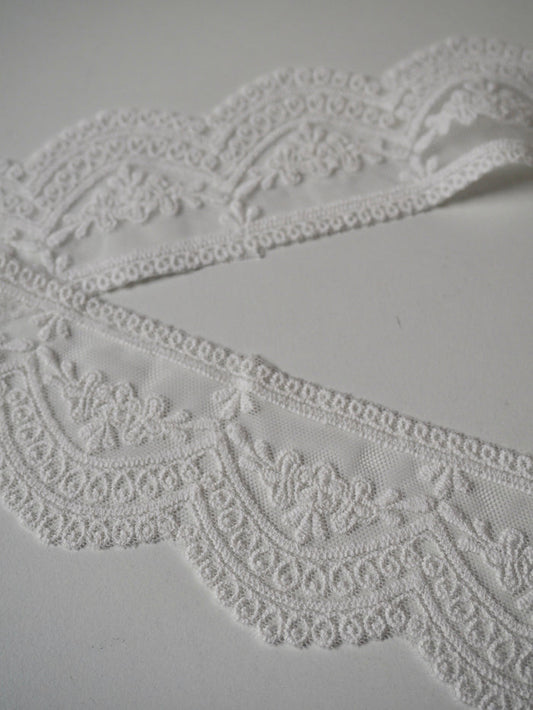 White Cotton Scallop Lace Trim 60mm