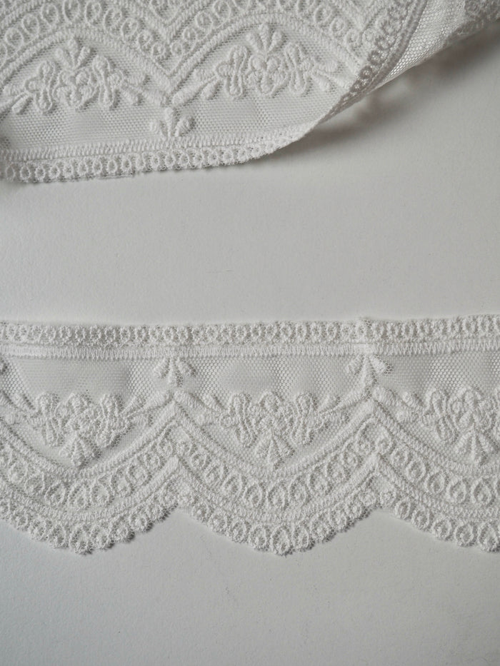 White Cotton Scallop Lace Trim 60mm