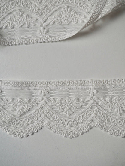 White Cotton Scallop Lace Trim 60mm