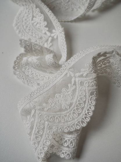 White Cotton Scallop Lace Trim 60mm