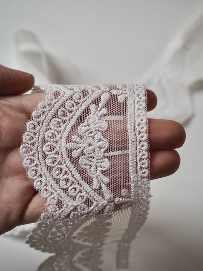 White Cotton Scallop Lace Trim 60mm