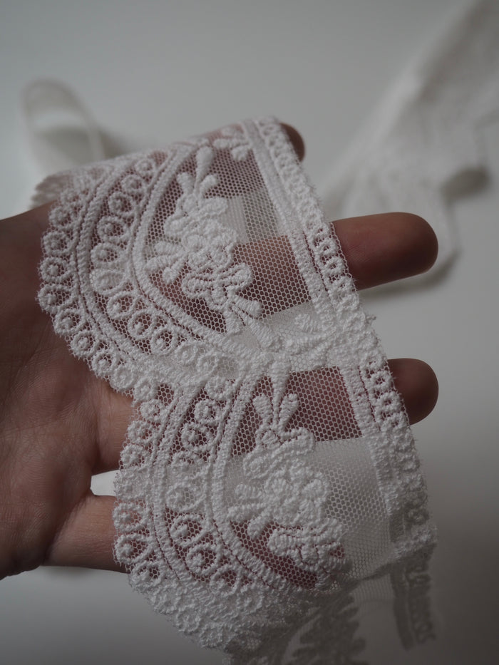 White Cotton Scallop Lace Trim 60mm