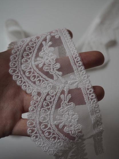 White Cotton Scallop Lace Trim 60mm