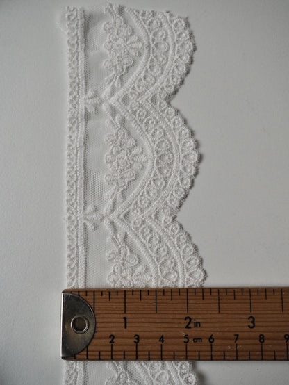 White Cotton Scallop Lace Trim 60mm