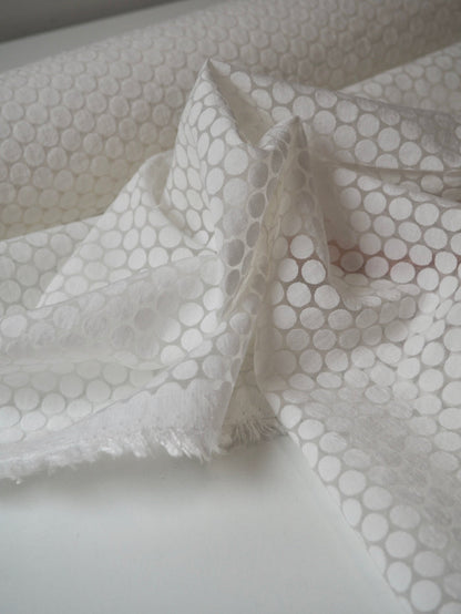White Dotted Viscose Organza