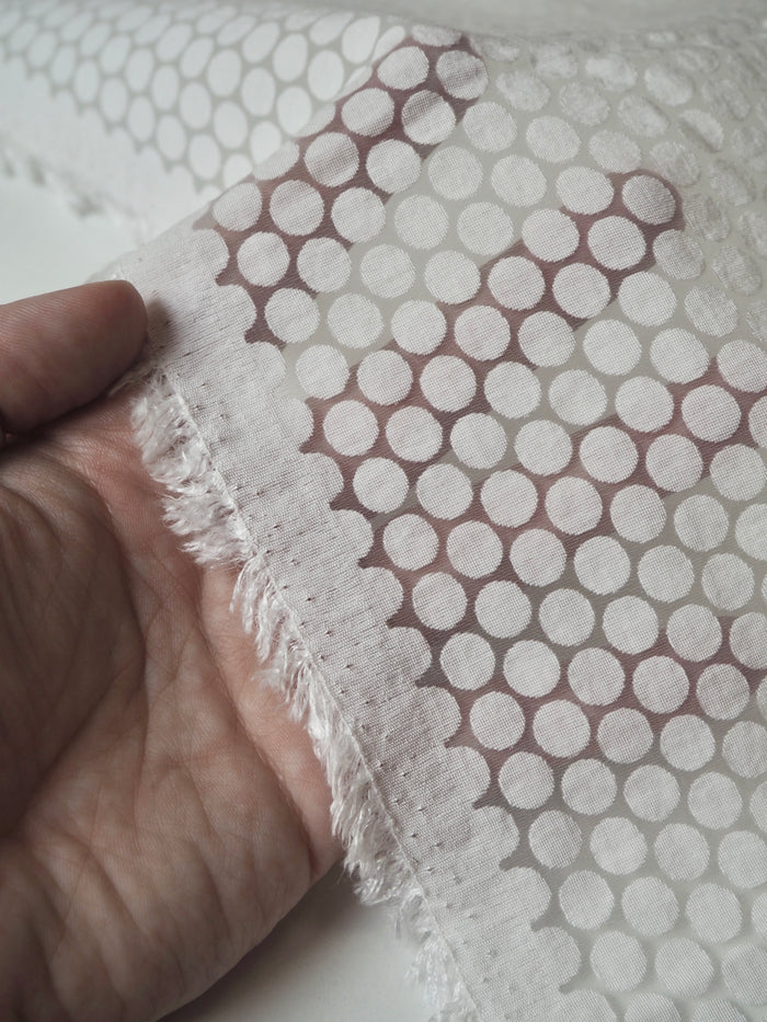 White Dotted Viscose Organza