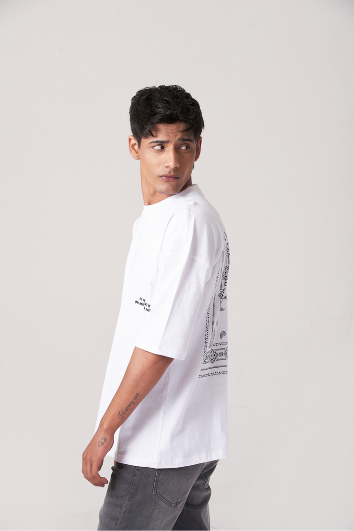 White Drop Shoulder Oversized T-Shirt