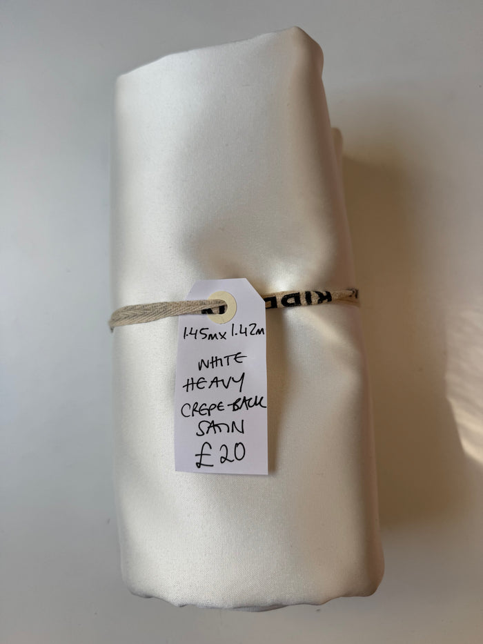 White Heavy Crepe-Back Satin Remnant