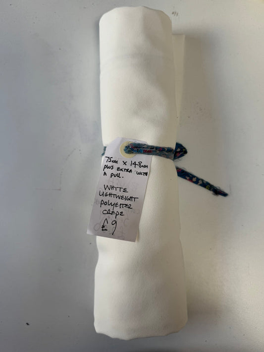 White Lightweight Polyester Crepe Remnant