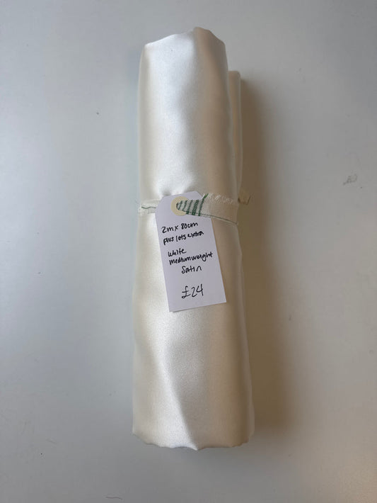 White Mediumweight Satin Remnant