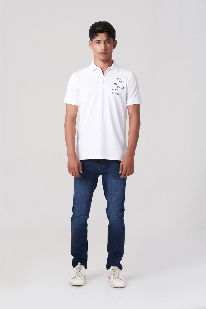 White Solid Polo T-Shirt