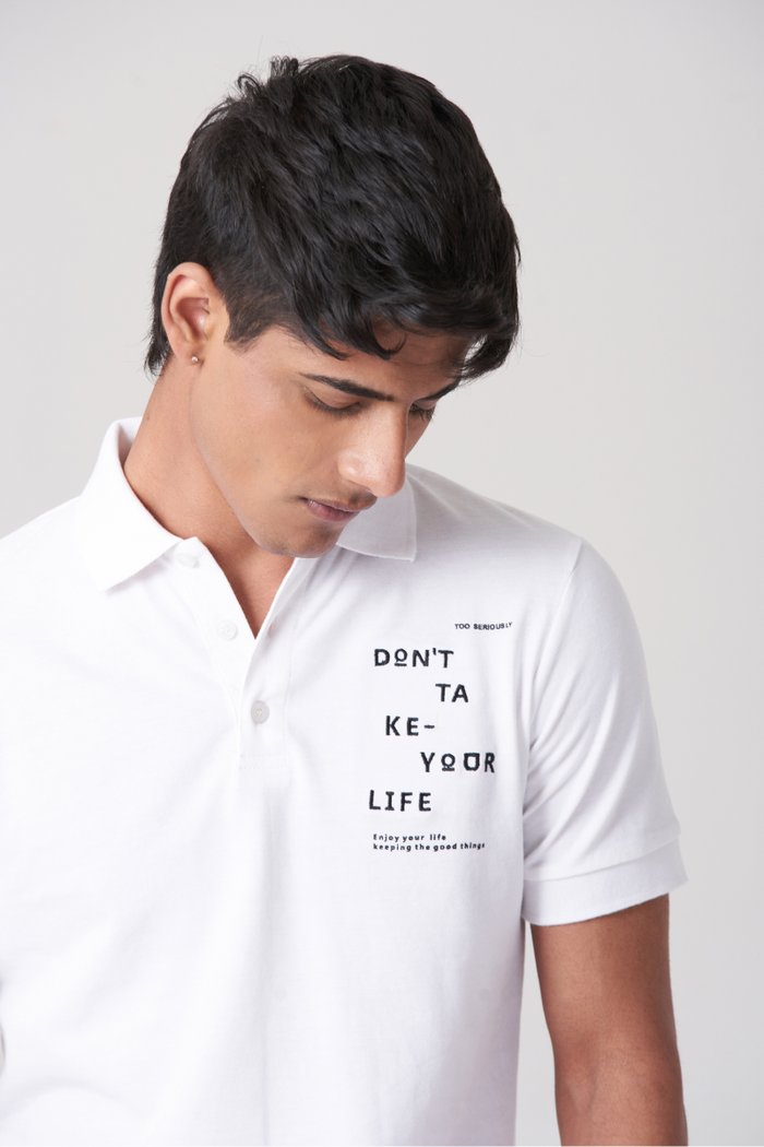 White Solid Polo T-Shirt