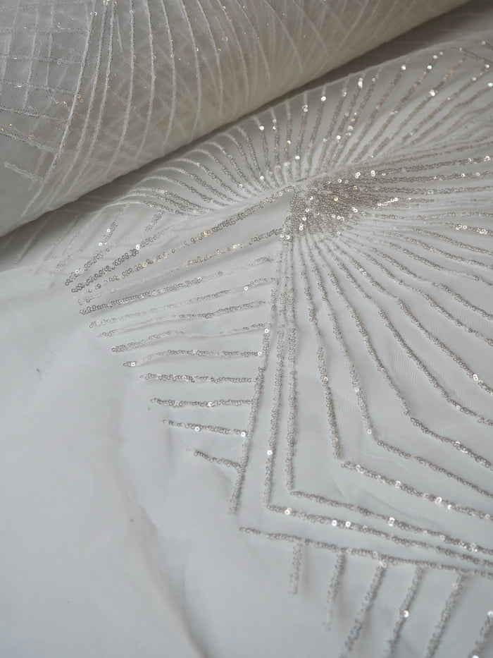 White Sunray Sequin Tulle