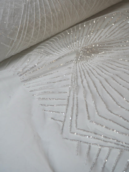 White Sunray Sequin Tulle