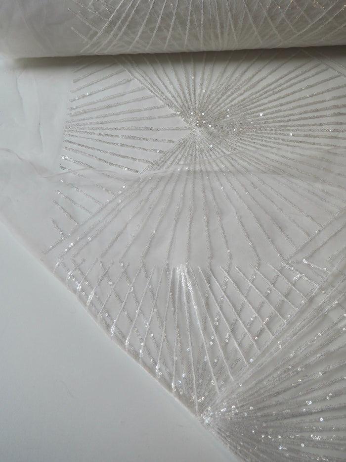 White Sunray Sequin Tulle