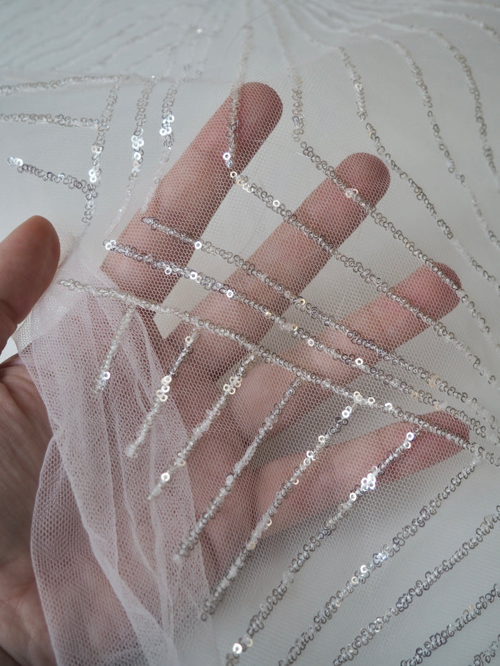 White Sunray Sequin Tulle