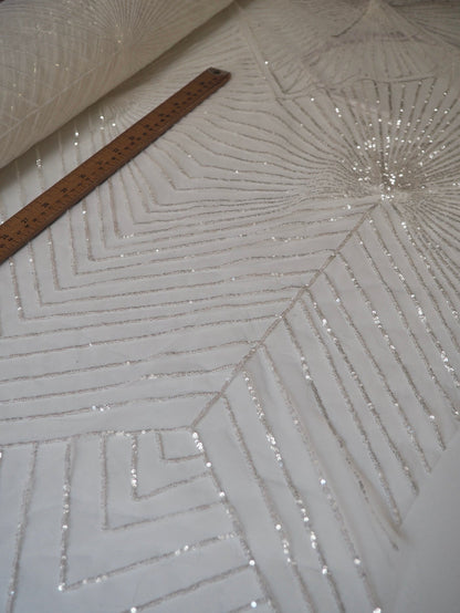 White Sunray Sequin Tulle