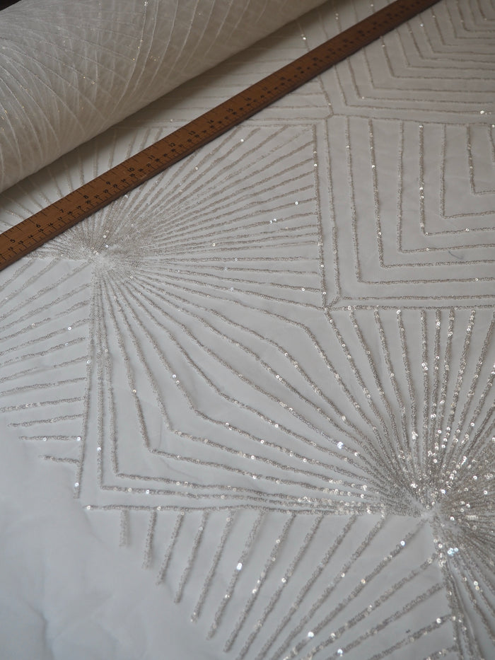 White Sunray Sequin Tulle