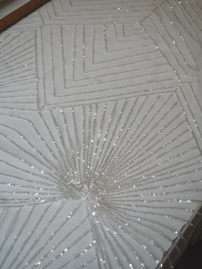 White Sunray Sequin Tulle