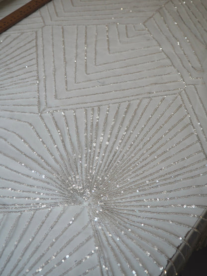 White Sunray Sequin Tulle