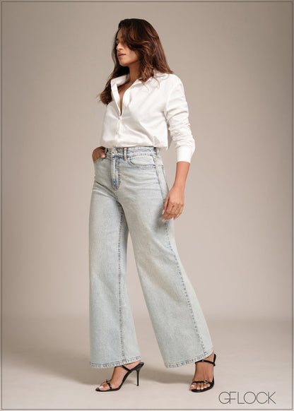 Wide Leg Moon Wash Jean - Long Length - 241225D