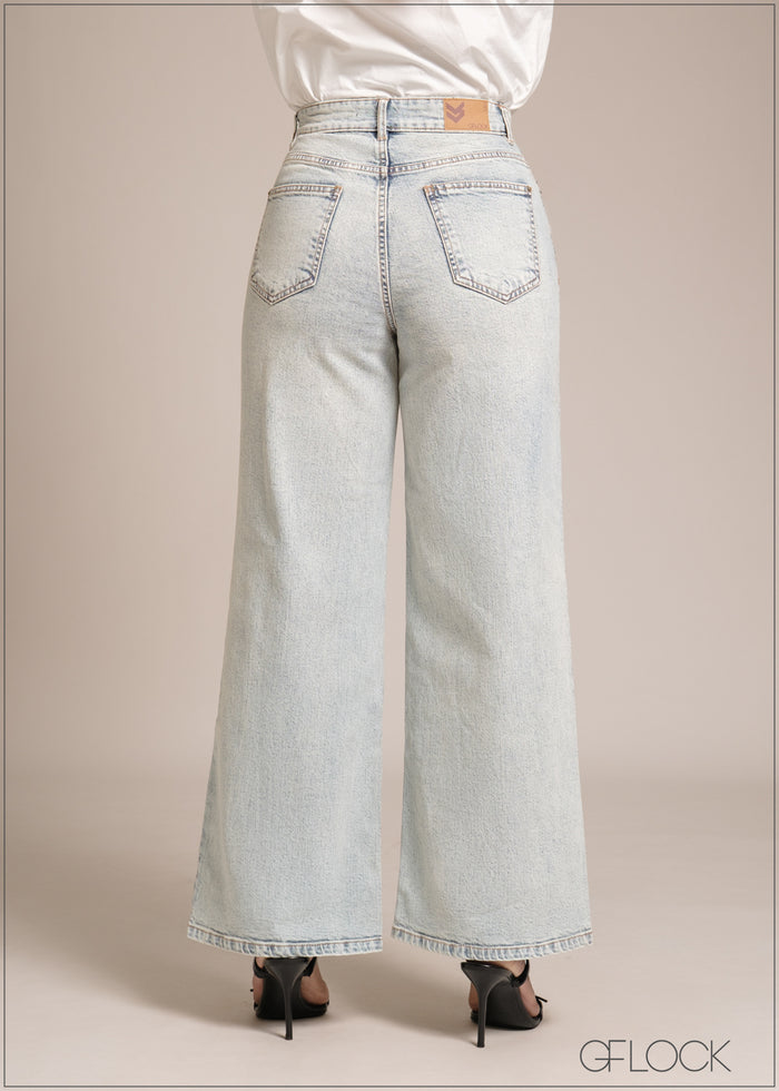 Wide Leg Moon Wash Jean - Long Length - 241225D