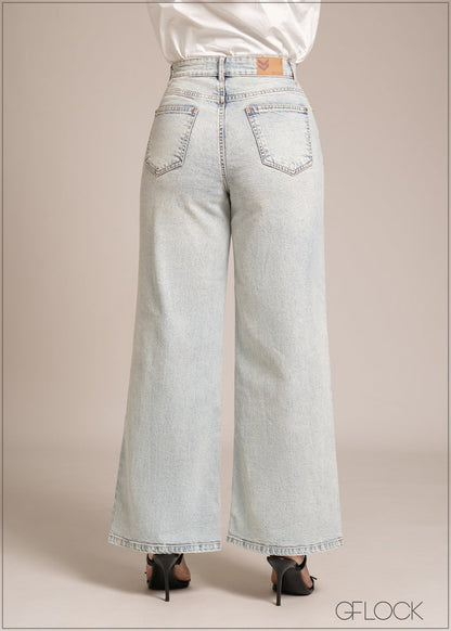 Wide Leg Moon Wash Jean - Long Length - 241225D
